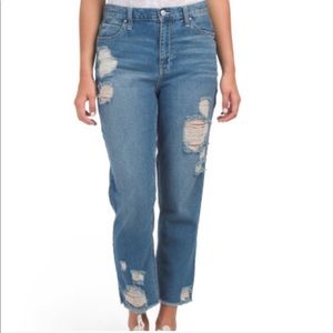 Distressed mom jeans